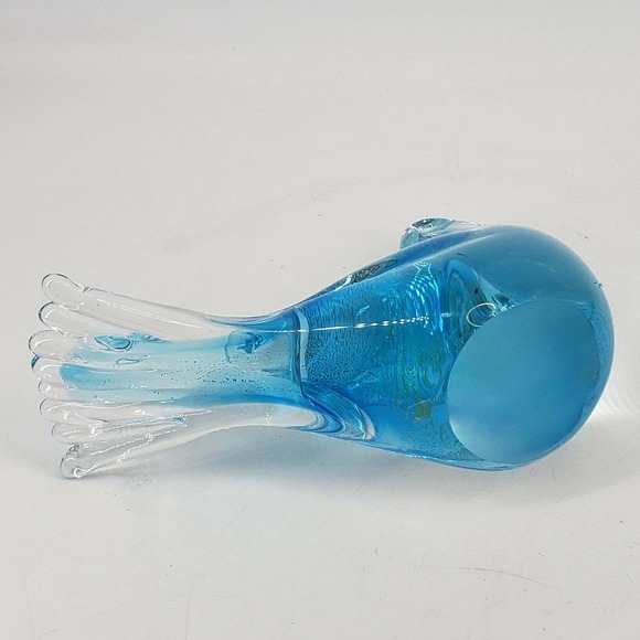 Hand Blown Art Glass Aqua Blue Gold Aventurine Bird Dove Figurine - Picture 6 of 6